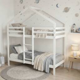 Nöa and Nani Kirstine 3ft White Kids Bunk Bed-Solid Wood with Ladder & Rails - Size: Single - thumbnail 2