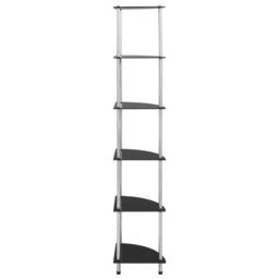 Berkfield Home 6-Tier Shelf Black 30x30x160 cm Tempered Glass - Size: 30 x 30 x 160 cm - thumbnail 3