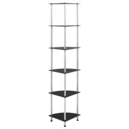 Berkfield Home 6-Tier Shelf Black 30x30x160 cm Tempered Glass - Size: 30 x 30 x 160 cm - thumbnail 4
