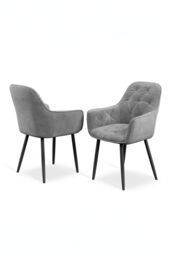 More4Homes Set Of 2 Anika Modern Velvet Dining Chair Padded Seat Metal Legs in Grey - thumbnail 5