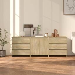 Berkfield Home 3 Piece Sideboard Sonoma Oak Engineered Wood in Beige - thumbnail 2