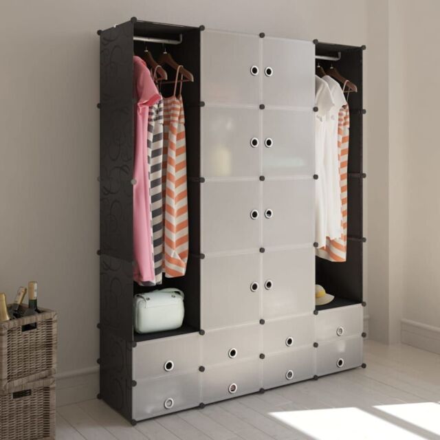 Berkfield Home Modular Cabinet 18 Compartments Black & White 37x146x180.5 cm - image 1