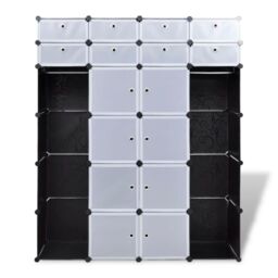 Berkfield Home Modular Cabinet 18 Compartments Black & White 37x146x180.5 cm - thumbnail 6