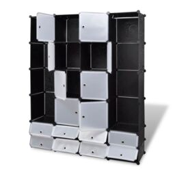 Berkfield Home Modular Cabinet 18 Compartments Black & White 37x146x180.5 cm - thumbnail 3