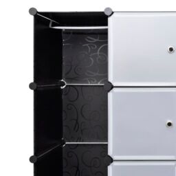 Berkfield Home Modular Cabinet 18 Compartments Black & White 37x146x180.5 cm - thumbnail 4