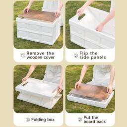 Living and Home 35L Collapsible Outdoor Camping Storage Box Folding Container in Beige - thumbnail 2