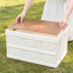 Living and Home 35L Collapsible Outdoor Camping Storage Box Folding Container in Beige - thumbnail 4