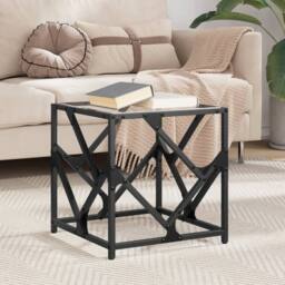 Berkfield Home Modern Coffee Table with Transparent Glass Top 40x40x41 cm Steel - Size: 40 x 40 x 41 cm - thumbnail 2