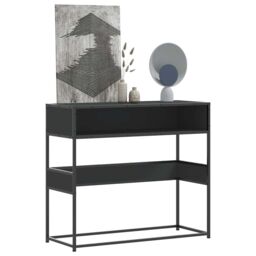 Berkfield Home Console Table Black 90x35x80 cm Engineered Wood - Size: 90 x 35 x 80 cm - thumbnail 1