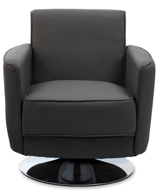 Orsina Grey Leather Effect Arm Chair, Leather Living Room Chair with Chrome Base, Upholstered Dining Chair - image 1