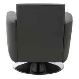 Orsina Grey Leather Effect Arm Chair, Leather Living Room Chair with Chrome Base, Upholstered Dining Chair - thumbnail 4