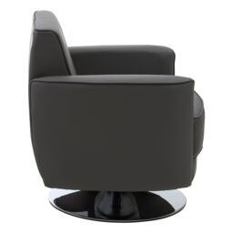 Orsina Grey Leather Effect Arm Chair, Leather Living Room Chair with Chrome Base, Upholstered Dining Chair - thumbnail 3