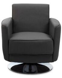 Orsina Grey Leather Effect Arm Chair, Leather Living Room Chair with Chrome Base, Upholstered Dining Chair - thumbnail 6