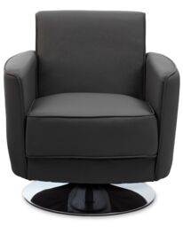 Orsina Grey Leather Effect Arm Chair, Leather Living Room Chair with Chrome Base, Upholstered Dining Chair - thumbnail 1