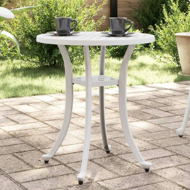 Berkfield Home Garden Table White √ò48x53 cm Cast Aluminium - Size: 48x53 cm - image 1