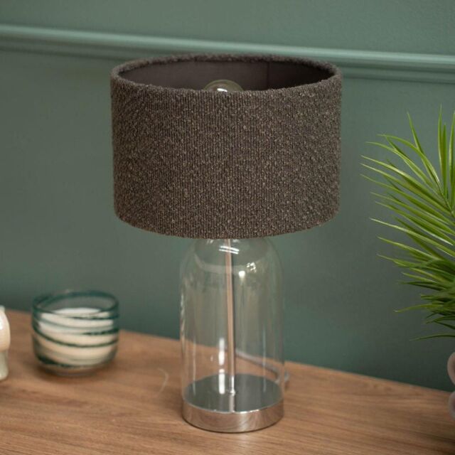 ValueLights Jessy Silver Glass Table Lamp With Boucle Shade - image 1