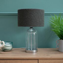 ValueLights Jessy Silver Glass Table Lamp With Boucle Shade - thumbnail 5