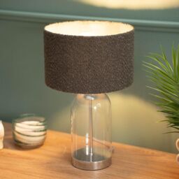 ValueLights Jessy Silver Glass Table Lamp With Boucle Shade - thumbnail 4