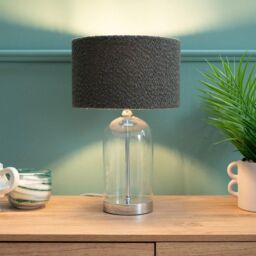 ValueLights Jessy Silver Glass Table Lamp With Boucle Shade - thumbnail 3