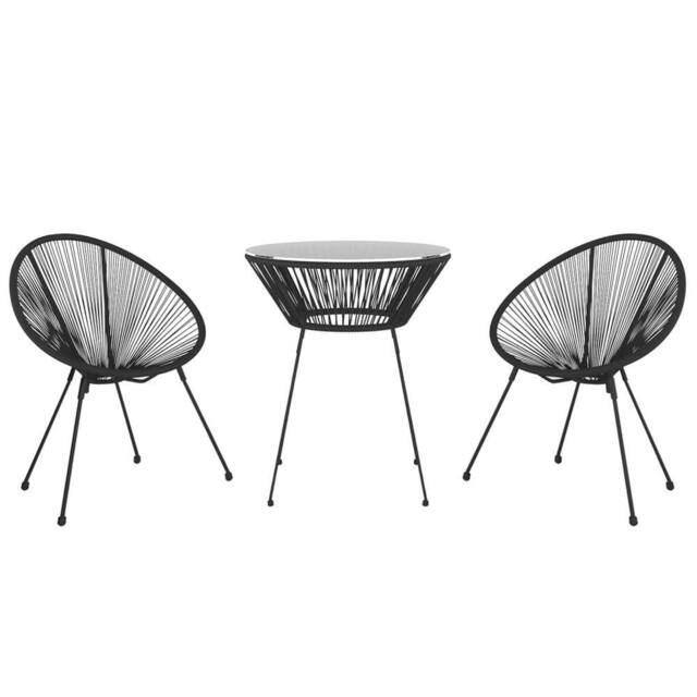 Berkfield Home Timeless 3 Piece Outdoor Dining Set PVC Rattan Black - image 1