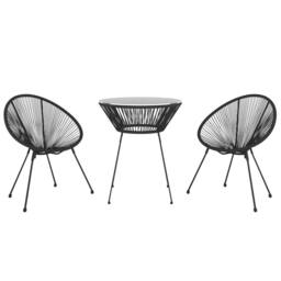 Berkfield Home Timeless 3 Piece Outdoor Dining Set PVC Rattan Black - thumbnail 1