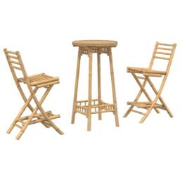 Berkfield Home 3 Piece Outdoor Bar Set Foldable Bamboo in Brown