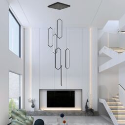 Garwarm 6 - Light LED Dimmable Chandelier Long High Ceiling Cluster Pendant in Black - thumbnail 2