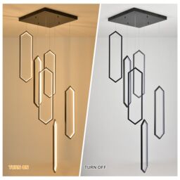 Garwarm 6 - Light LED Dimmable Chandelier Long High Ceiling Cluster Pendant in Black - thumbnail 8