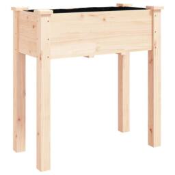 Berkfield Home Beautiful Wheeled Planter with Liner 71x37x80 cm Solid Wood Fir in Natural - Size: 71 x 37 x 80 cm - thumbnail 1
