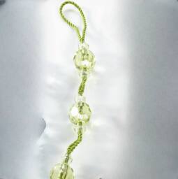 Luxury Living Voile Tab Top Curtain Pair with Crystal Tie Backs Sheer Window Panels in Lime - Size: 145 cm width x 122 cm drop - thumbnail 5