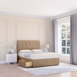 "Sloomy Highbury Naples Bed Set With No Drawers Mattress & 54"" Headboard in Light Brown - Size: Small Double" - thumbnail 1
