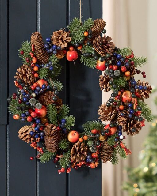 Dibor Harvest Fruits Xmas Decor Front Door Wreath Christmas Wreath 40cm - image 1