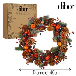 Dibor Harvest Fruits Xmas Decor Front Door Wreath Christmas Wreath 40cm - thumbnail 5
