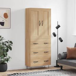 Berkfield Home Highboard Sonoma Oak 69.5x34x180 cm Engineered Wood in Light Brown - thumbnail 2