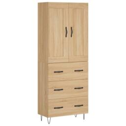 Berkfield Home Highboard Sonoma Oak 69.5x34x180 cm Engineered Wood in Light Brown - thumbnail 3
