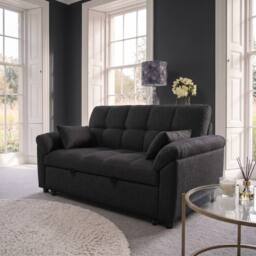 Sofaya Arlo Sofa Bed Linen Convertible Pull out Seater Chaise in Black - Size: 2 Seater - thumbnail 5