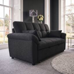 Sofaya Arlo Sofa Bed Linen Convertible Pull out Seater Chaise in Black - Size: 2 Seater - thumbnail 7