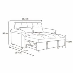 Sofaya Arlo Sofa Bed Linen Convertible Pull out Seater Chaise in Black - Size: 2 Seater - thumbnail 8