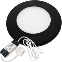 Loops 1x MATT BLACK Ultra-Slim Round Under Cabinet Kitchen Light & Driver Kit - Natural White Diffused LED - thumbnail 2