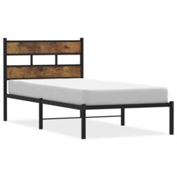 Berkfield Home Metal Bed Frame without Mattress Smoked Oak 100x200 cm in Brown - thumbnail 2