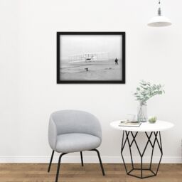 "Artery8 Wall Art Print First Aeroplane Wright Flyer Brothers Old Photo Large Framed Wall Décor Art in Black - Size: W18"" x H24""" - thumbnail 2