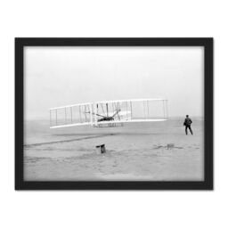 "Artery8 Wall Art Print First Aeroplane Wright Flyer Brothers Old Photo Large Framed Wall Décor Art in Black - Size: W18"" x H24""" - thumbnail 1