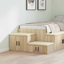 Berkfield Home Storage Cabinet Sonoma Oak 127x41x40 cm Engineered Wood in Beige - Size: 127 x 41 x 40 cm - thumbnail 2