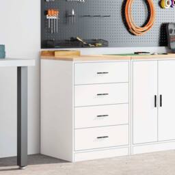 Berkfield Home Garage Storage Cabinet White 60x51x85 cm Solid Wood Pine - Size: 60 x 51 x 85 cm - thumbnail 3
