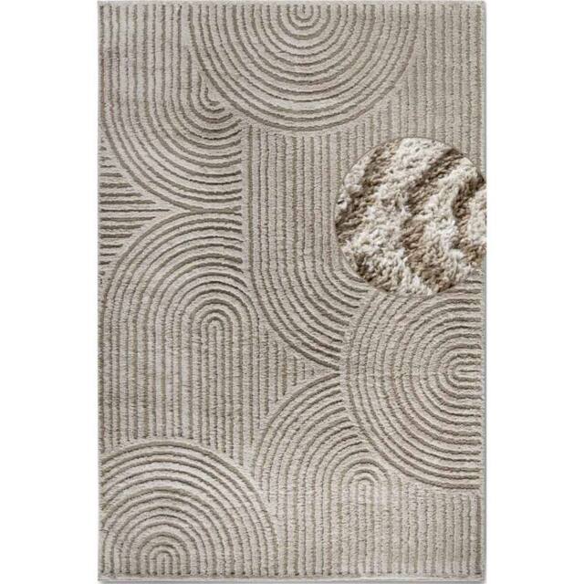 THE RUGS Chappe High Pile Rug Runner Soft Geometric Polyester Shaggy Rug in Beige - Size: 80 cm x 120 cm - image 1
