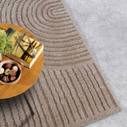 THE RUGS Chappe High Pile Rug Runner Soft Geometric Polyester Shaggy Rug in Beige - Size: 80 cm x 120 cm - thumbnail 6