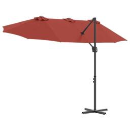 Berkfield Home Modern Garden Cantilever Parasol Terracotta Large Powder-coated steel in Burnt Orange - thumbnail 8