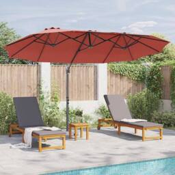 Berkfield Home Modern Garden Cantilever Parasol Terracotta Large Powder-coated steel in Burnt Orange - thumbnail 4