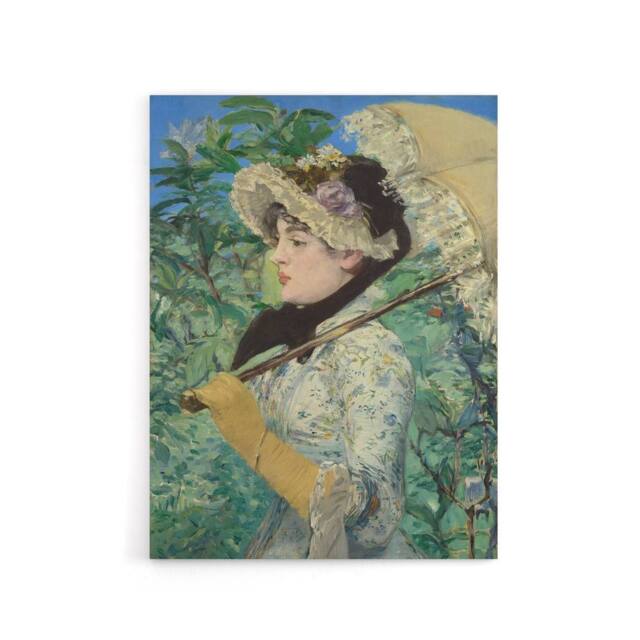 "Artery8 Jeanne Spring Parasol Portrait Manet Vintage Canvas Wall Art in Green - Size: W18"" x H24""" - image 1