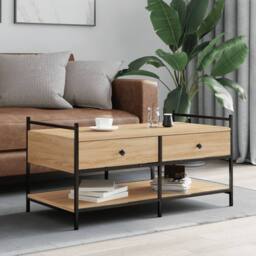 Berkfield Home Coffee Table Sonoma Oak 99x50x50 cm Engineered Wood in Light Tan - Size: 99 x 50 x 50 cm - thumbnail 2